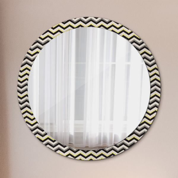 Round wall mirror design Zigzag pattern