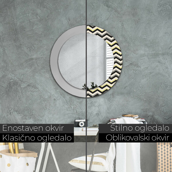 Round wall mirror design Zigzag pattern