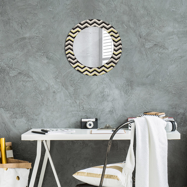 Round wall mirror design Zigzag pattern