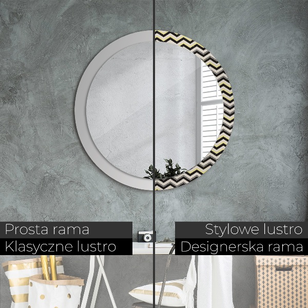 Round wall mirror design Zigzag pattern