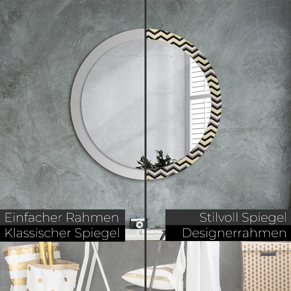 Round wall mirror design Zigzag pattern