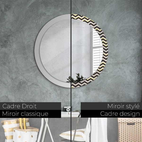 Round wall mirror design Zigzag pattern