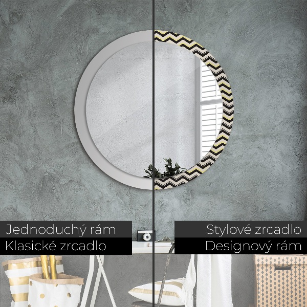 Round wall mirror design Zigzag pattern