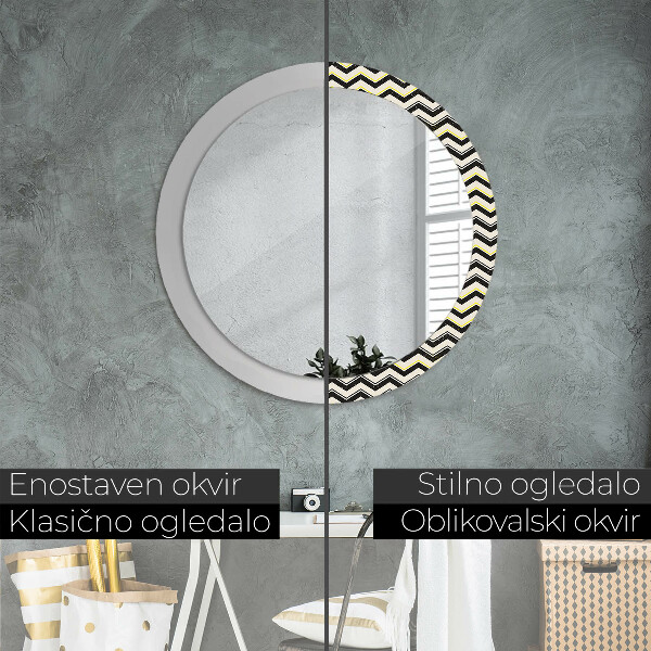 Round wall mirror design Zigzag pattern