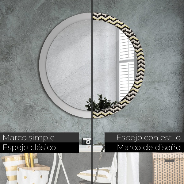 Round wall mirror design Zigzag pattern