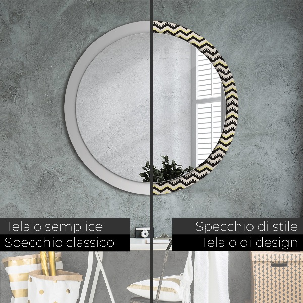 Round wall mirror design Zigzag pattern