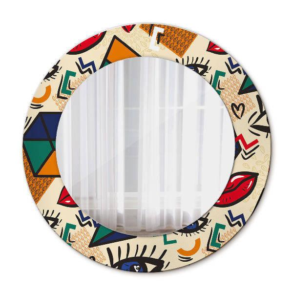 Round wall mirror design Pop art style