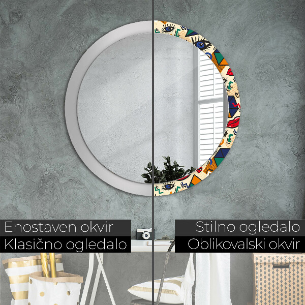 Round wall mirror design Pop art style