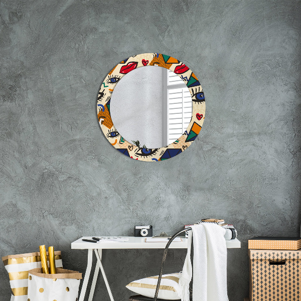 Round wall mirror design Pop art style