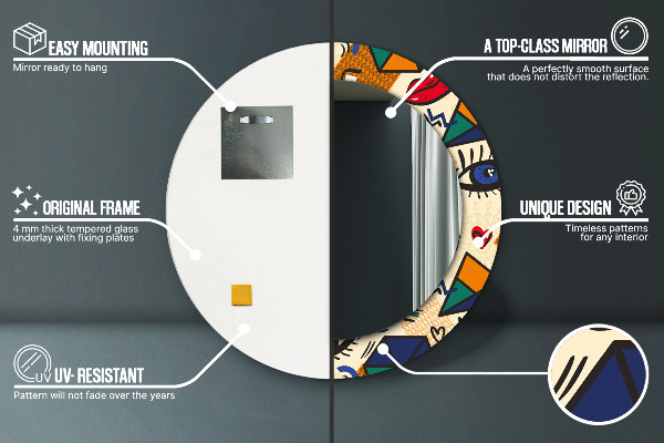 Round wall mirror design Pop art style