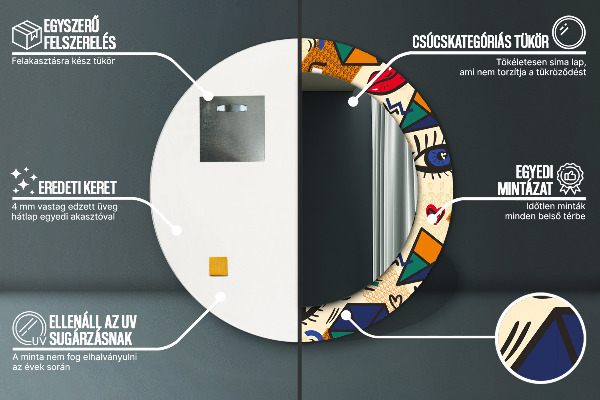 Round wall mirror design Pop art style