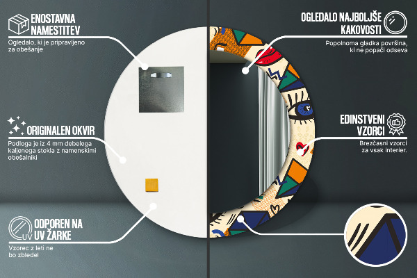 Round wall mirror design Pop art style