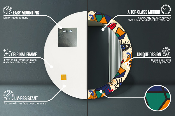 Round wall mirror design Pop art style
