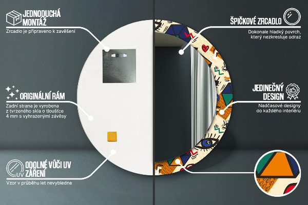 Round wall mirror design Pop art style