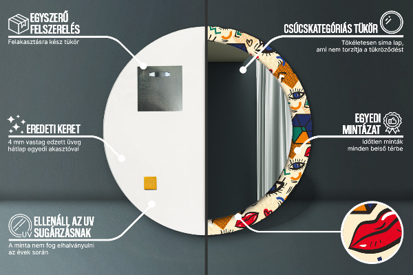 Round wall mirror design Pop art style