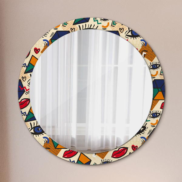 Round wall mirror design Pop art style