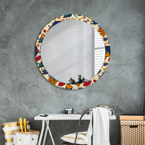 Round wall mirror design Pop art style