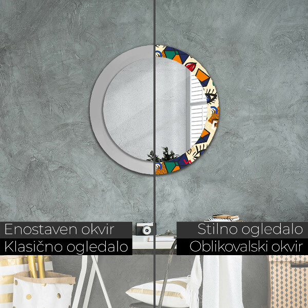 Round wall mirror design Pop art style