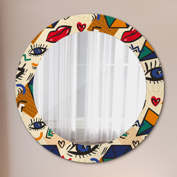 Round wall mirror design Pop art style