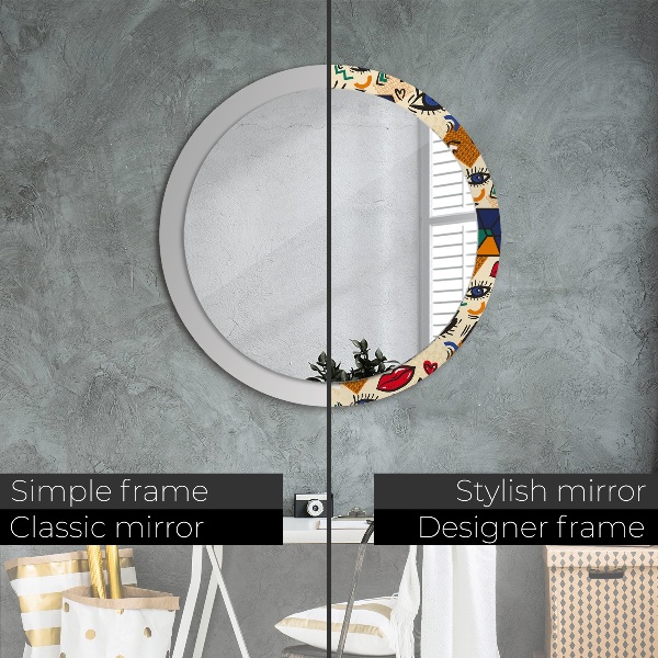 Round wall mirror design Pop art style