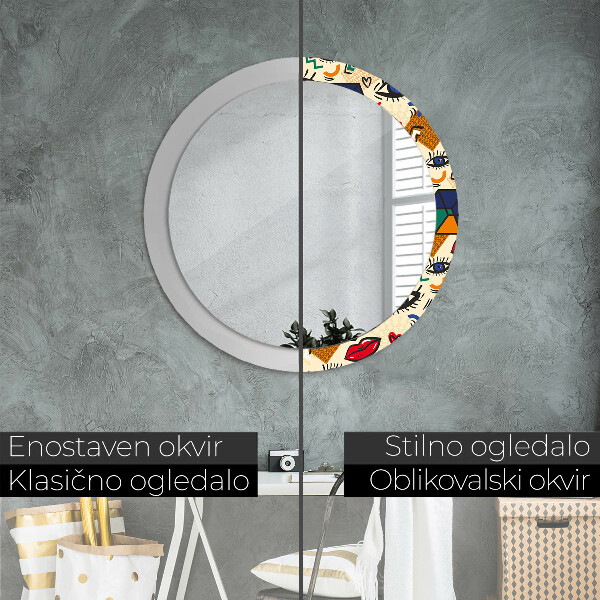 Round wall mirror design Pop art style