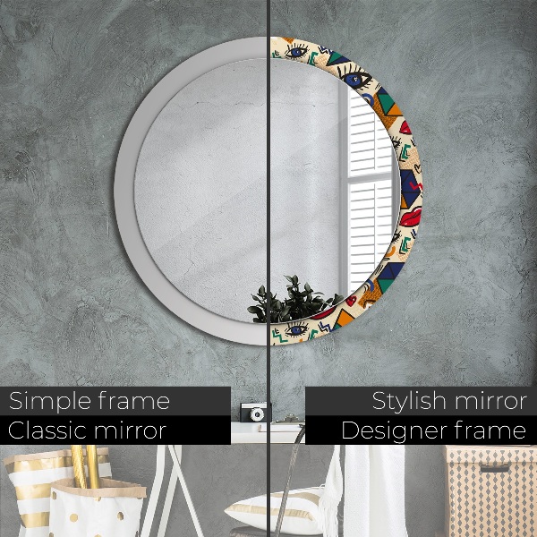 Round wall mirror design Pop art style