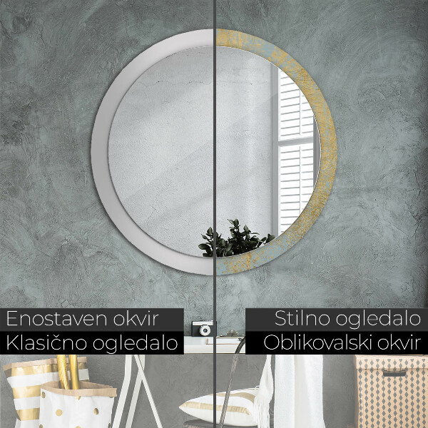 Round wall mirror design Gold foil texture