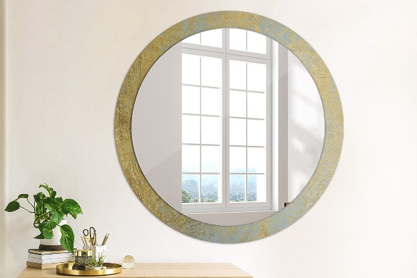 Round wall mirror design Gold foil texture