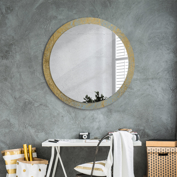 Round wall mirror design Gold foil texture