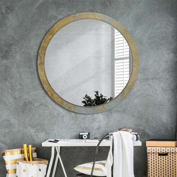 Round wall mirror design Gold foil texture