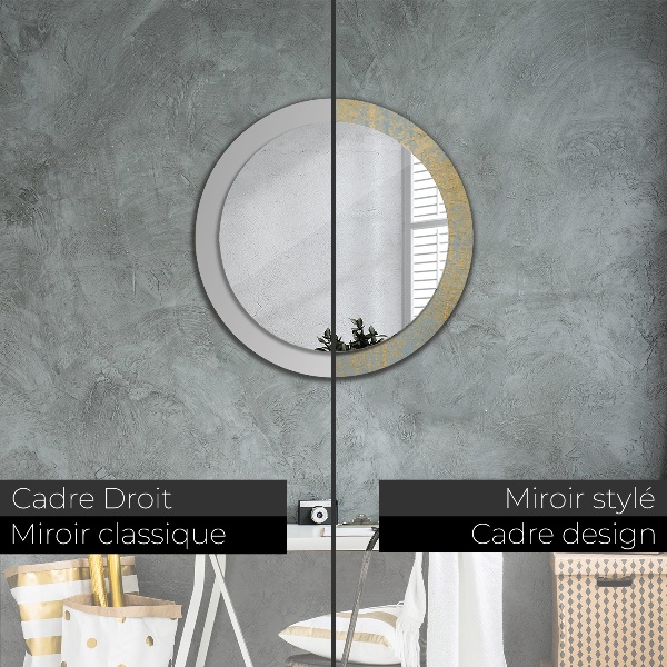 Round wall mirror design Gold foil texture