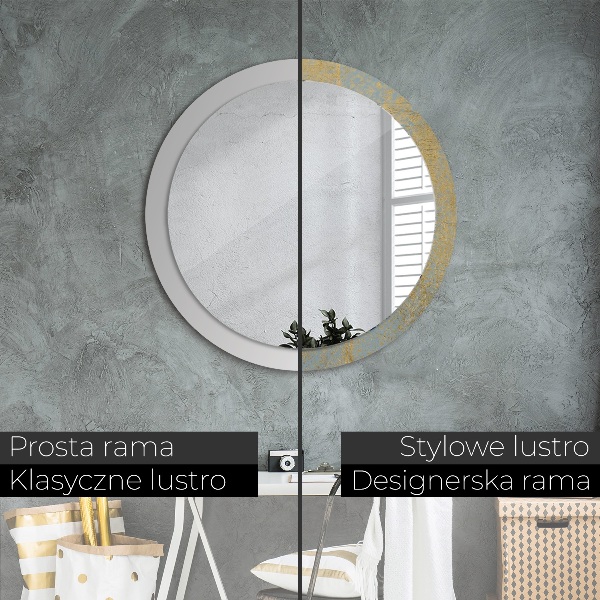Round wall mirror design Gold foil texture