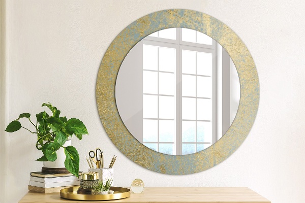 Round wall mirror design Gold foil texture
