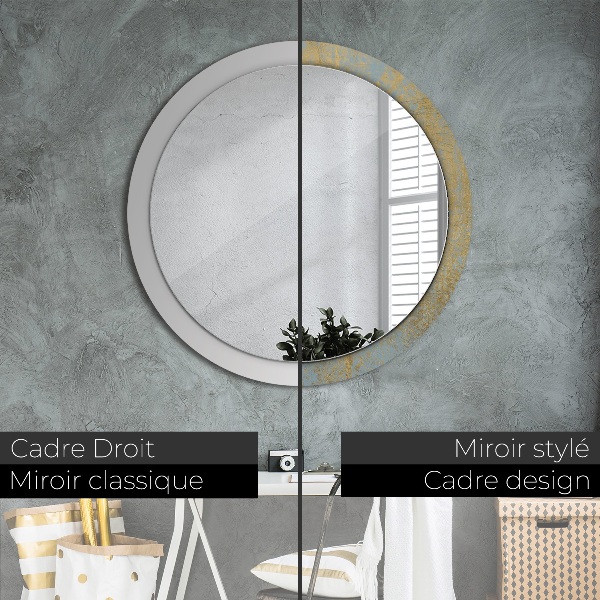 Round wall mirror design Gold foil texture
