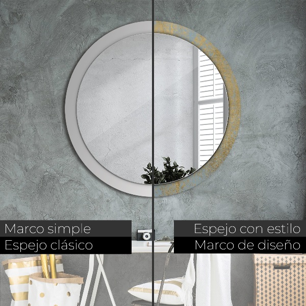 Round wall mirror design Gold foil texture