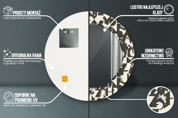 Circle decorative mirror Abstract typography