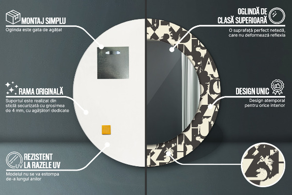 Circle decorative mirror Abstract typography