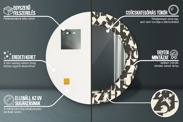 Circle decorative mirror Abstract typography
