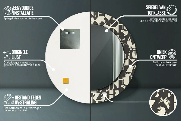 Circle decorative mirror Abstract typography