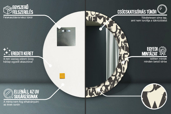 Circle decorative mirror Abstract typography