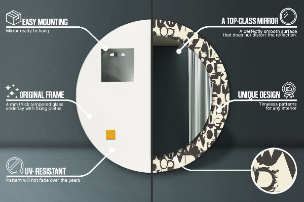 Circle decorative mirror Abstract typography