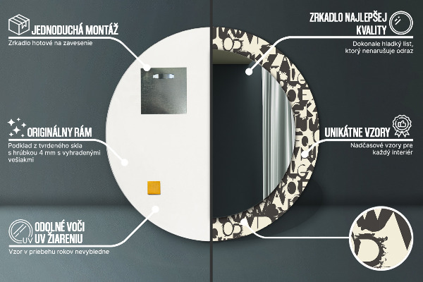 Circle decorative mirror Abstract typography