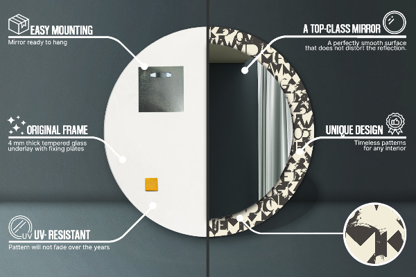 Circle decorative mirror Abstract typography