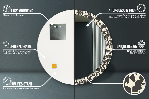 Circle decorative mirror Abstract typography