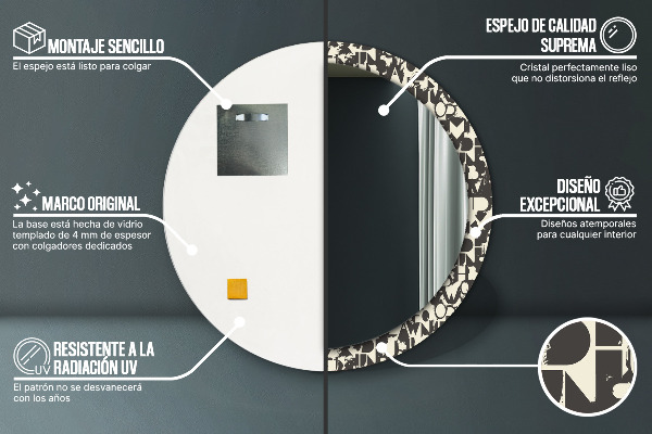 Circle decorative mirror Abstract typography