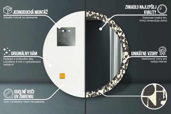 Circle decorative mirror Abstract typography