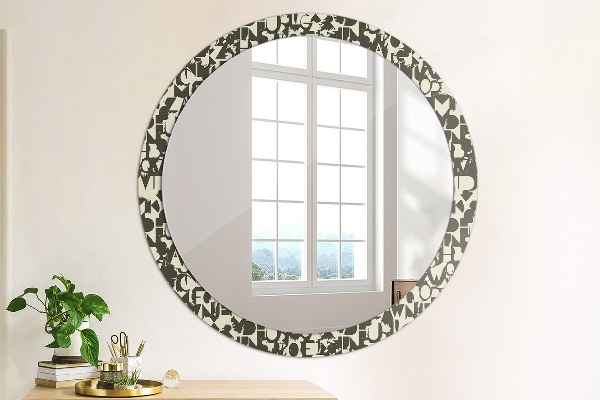 Circle decorative mirror Abstract typography