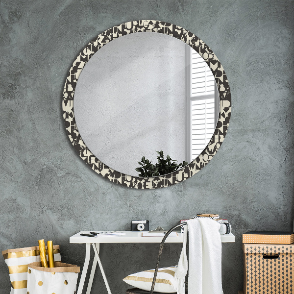 Circle decorative mirror Abstract typography
