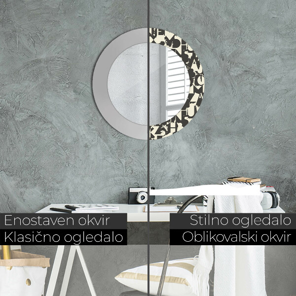 Circle decorative mirror Abstract typography