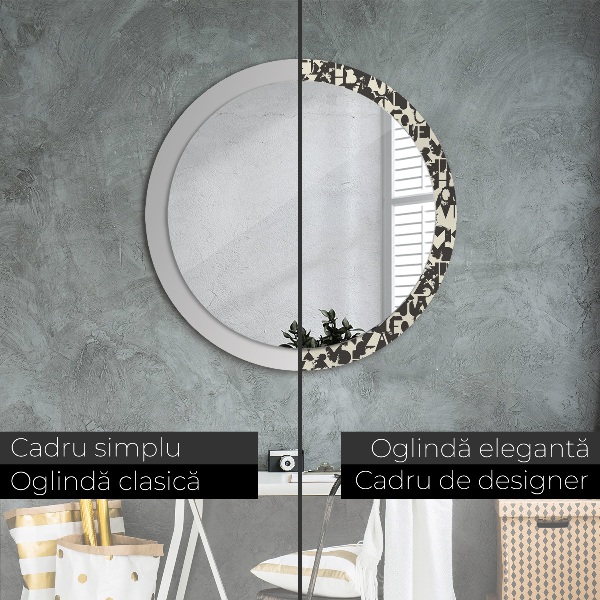 Circle decorative mirror Abstract typography